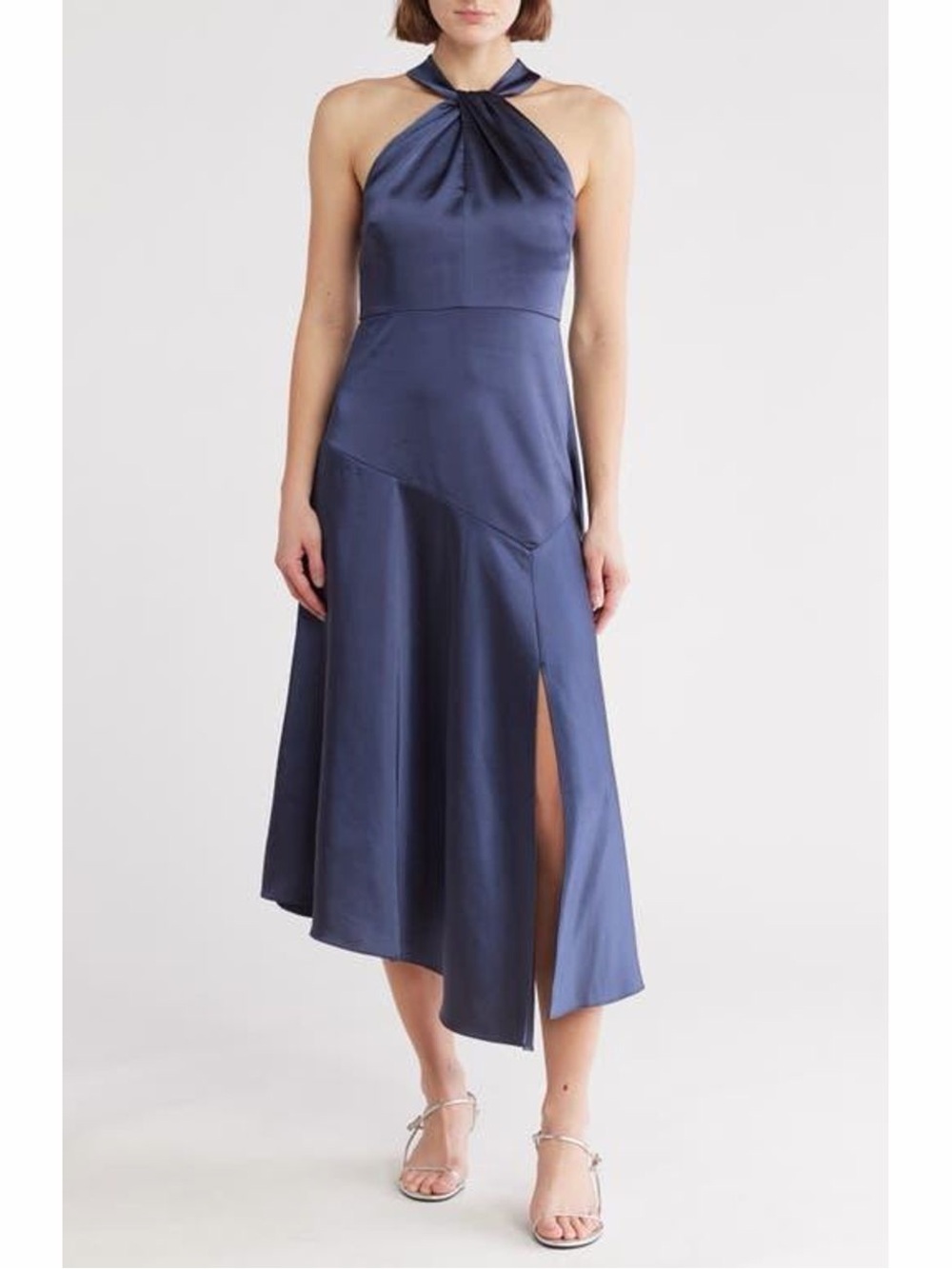 Ted Baker London Navy One-Shoulder Satin Midi Dress